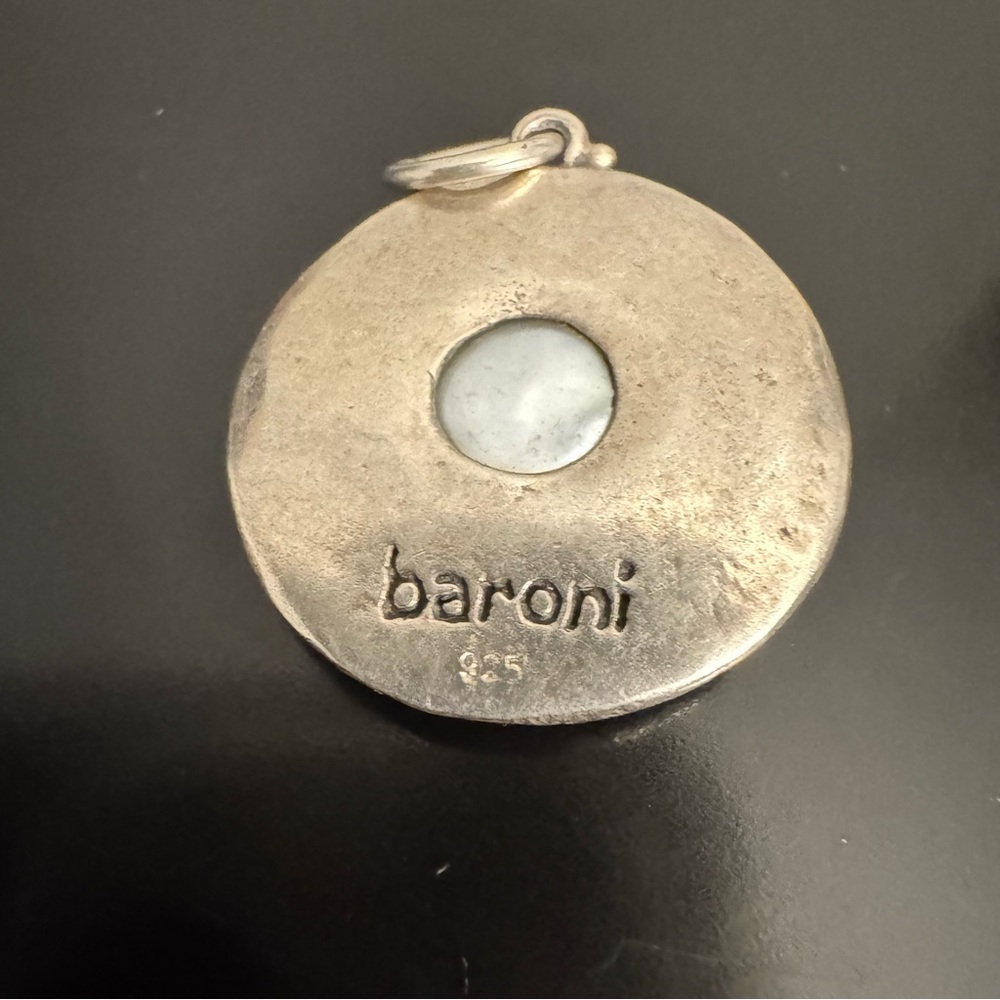 Vintage Baroni Sterling Silver Hat Charm Pendant – Mother of Pearl – 925 - Picture 2 of 4